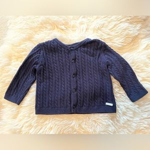 Janie & Jack cable knit navy blue long sleeve cardigan, 6-12M